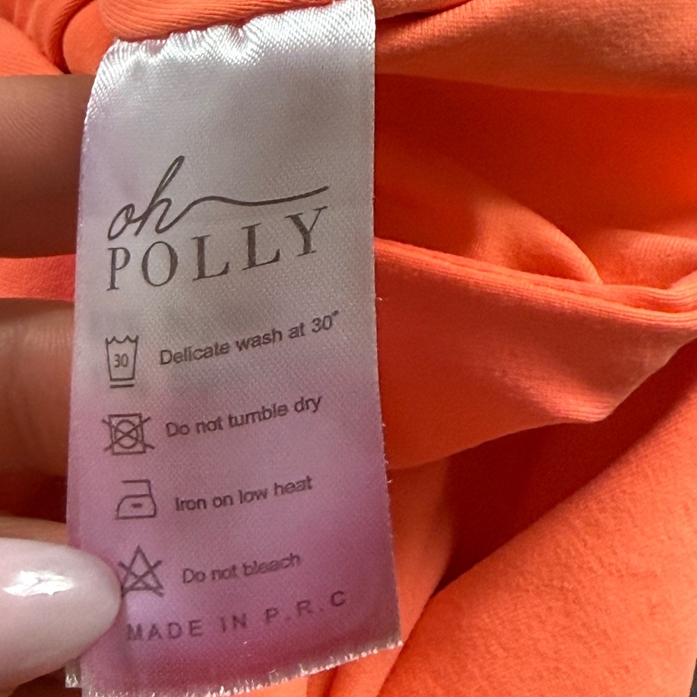 Oh polly High Cut Leg Orange Reflective Long Sleeve Bodysuit - Picture 11 of 13